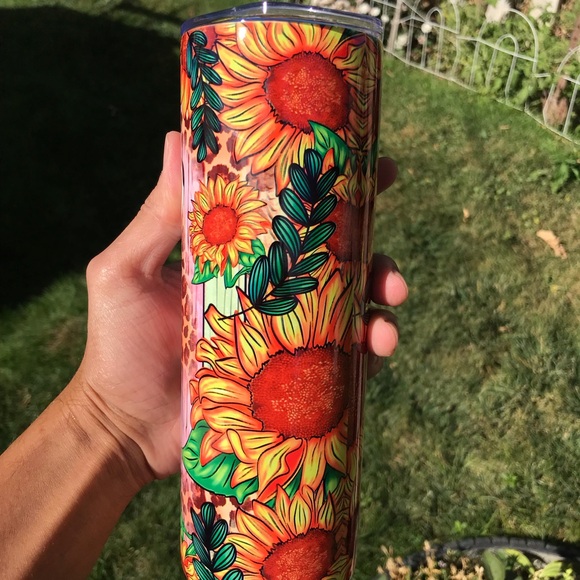 20oz Tumbler, Cow Tumbler, Sunflower Tumbler - Picture 3 of 3